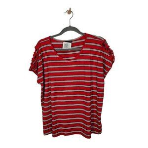 New Sheila Rose Striped T-shirt in Red‎ Size 2X